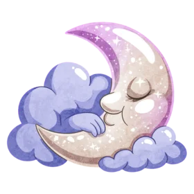 A watercolor moon sticker